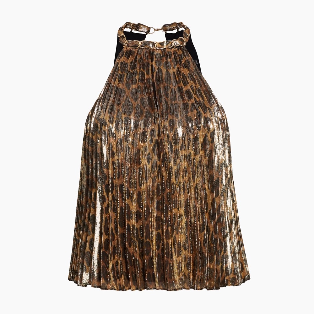 Alice + Olivia Alycia Spotted Leopard Printed Halter Top